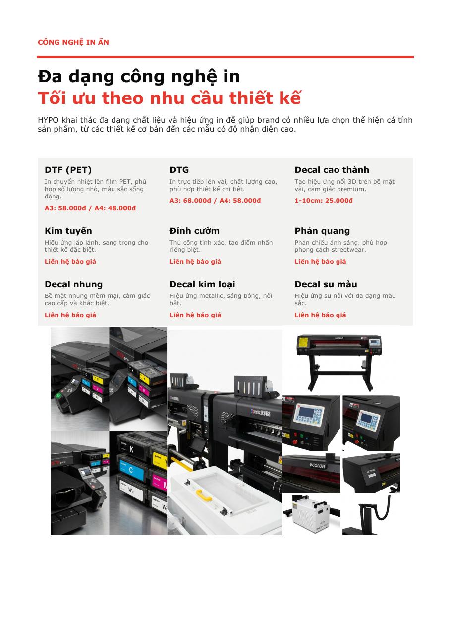 Máy in DTG Brother GTX và máy in DTF tại xưởng HYPO TP.HCM