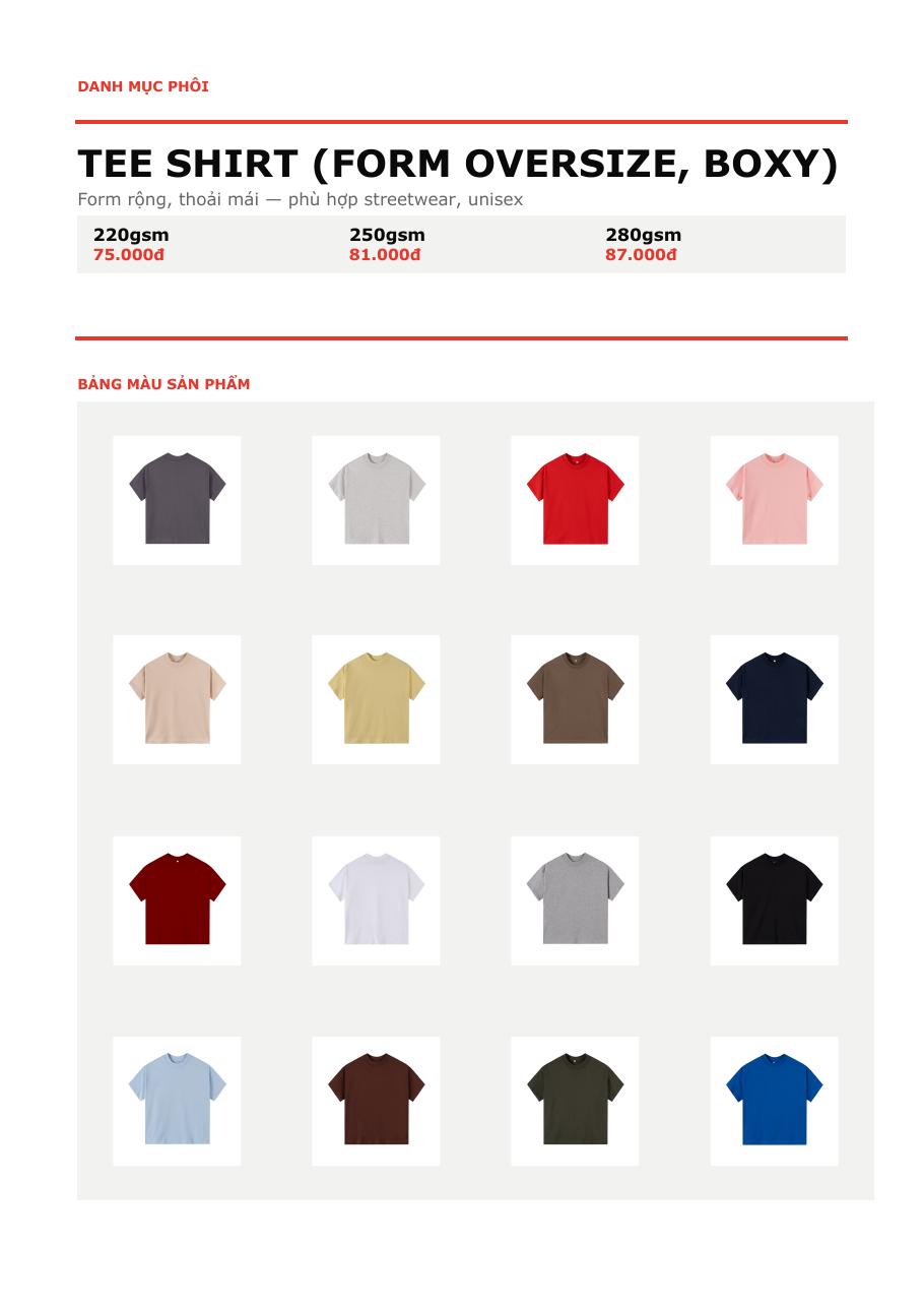 Áo thun oversize HYPO nhiều màu, cotton 100%, form boxy streetwear sản xuất tại TP.HCM